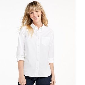 EUC L.L. Bean Women's Lakewashed® Organic Cotton Oxford Shirt
